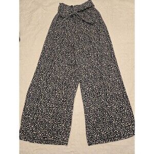 She + Sky animal print black and White satin jogger Size Small